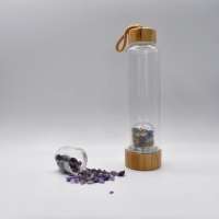 Leak-proof elixir Quartz glass crystal infused glass gemstone water bottle crystal water bottle