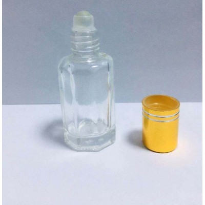 clear Glass roll on Perfume Make up Container Essential Oils octagon attar bottle