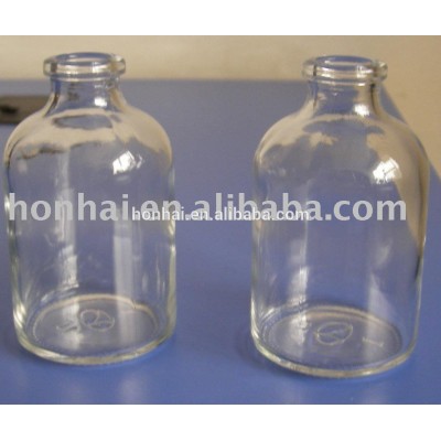 ISO 20mm 50ml clear mould injection glass bottle for antibiotics